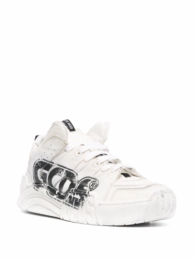 Shop Gcds Sneakers Slim Skate Con Logo  In White