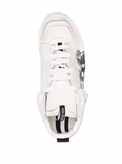 Shop Gcds Sneakers Slim Skate Con Logo  In White