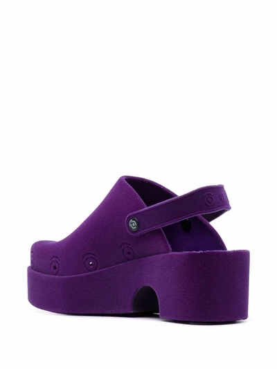 Shop Xocoi Flocked Slides In Violet
