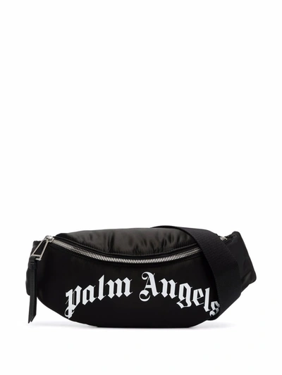Shop Palm Angels Curved Logo Fannypack In Black