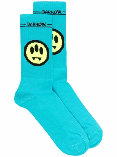 Shop Barrow Smiley Socks In Light Blue