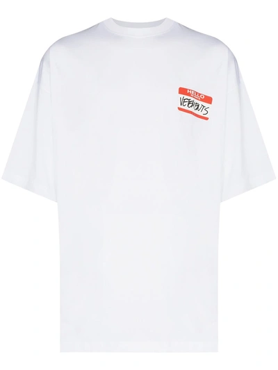 Vetements My Name Is Tag-print T-shirt In White | ModeSens