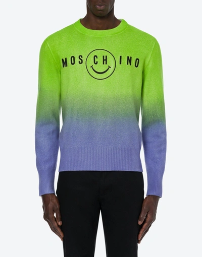 Shop Moschino Smiley® Degrading Jumper In Acid Green