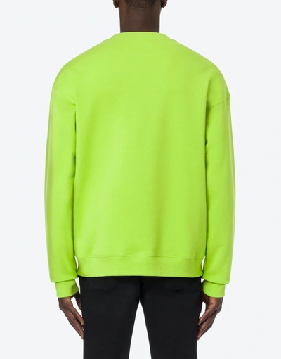 Shop Moschino Surf Logo Organic Cotton Sweatshirt In Acid Green