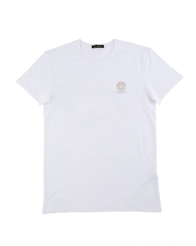 Shop Versace Men's Medusa Logo Crewneck T-shirt In White
