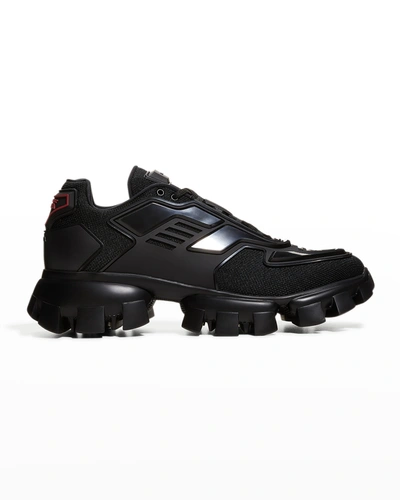Shop Prada Men's Cloudbust Thunder Lug-sole Trainer Sneakers In Black