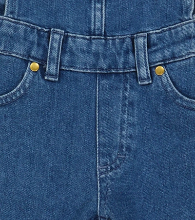 Mini Rodini Logo-embroidered Denim Dungarees In Blue