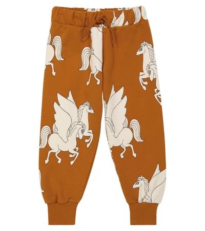 Shop Mini Rodini Pegasus Cotton Sweatpants In Brown