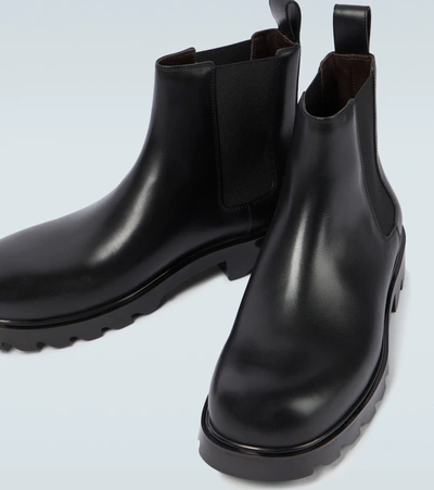 Shop Bottega Veneta Strut Leather Chelsea Boots In Black