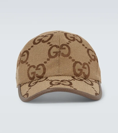 Shop Gucci Maxi Gg Canvas Baseball Cap In Camel Ebony + New Ac