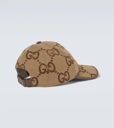 Shop Gucci Maxi Gg Canvas Baseball Cap In Camel Ebony + New Ac