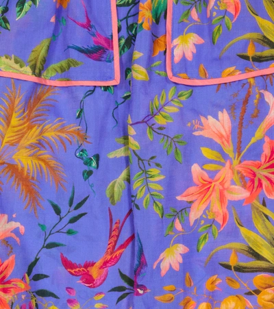 Shop Zimmermann Tropicana Cotton Pants In Blue Floral