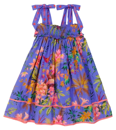 Shop Zimmermann Tropicana Floral Cotton Dress In Blue Floral