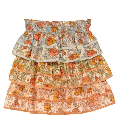 Shop Zimmermann Andie Tiered Cotton Skirt In Spliced
