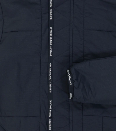Shop Burberry Hooded Nylon Jacket In Midnight