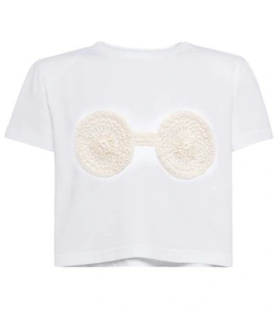 Shop Magda Butrym Embroidered Cotton T-shirt In White