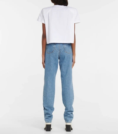 Magda Butrym Cropped Cotton T-shirt With Unique Front Embroidery In White
