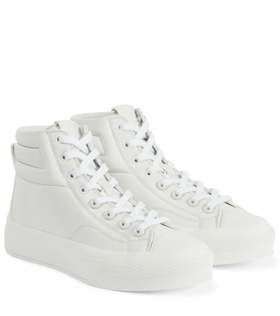 Shop Givenchy City Leather Sneakers In White