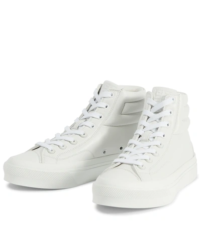 Shop Givenchy City Leather Sneakers In White
