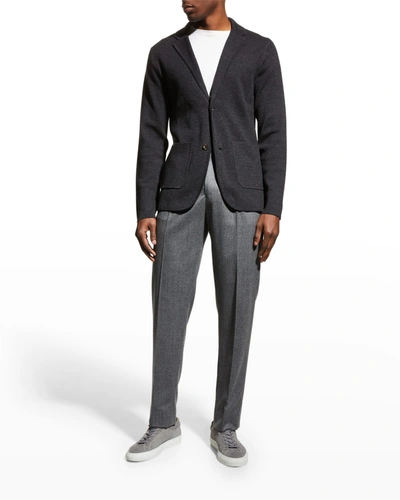 Shop Amicale Men's Wool Sweater Blazer In Charcoal