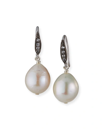 Shop Margo Morrison White Sapphire Earrings On A Vermeil Hook In Lapis