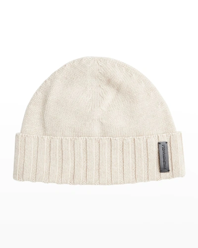 Shop Bruno Magli Men's Rib-cuff Cashmere Beanie Hat In Oatmeal