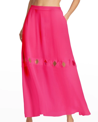 Shop Valimare Sardinia Maxi Chiffon Skirt In Hot Pink
