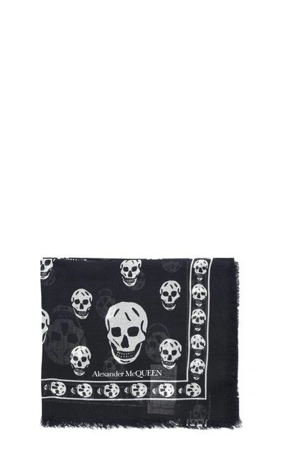 Shop Alexander Mcqueen Skull Allover Printed Scarf In Black