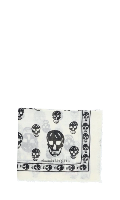 Shop Alexander Mcqueen Skull Allover Printed Scarf In White