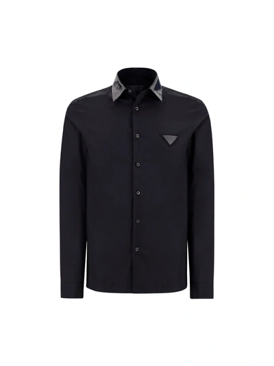 Shop Prada Collared Buttoned Shirt In Black