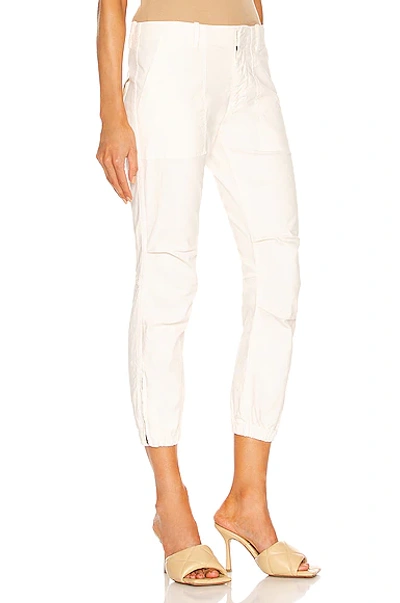Nili Lotan Stretch Cotton Twill Crop Military Pants In Eggshell