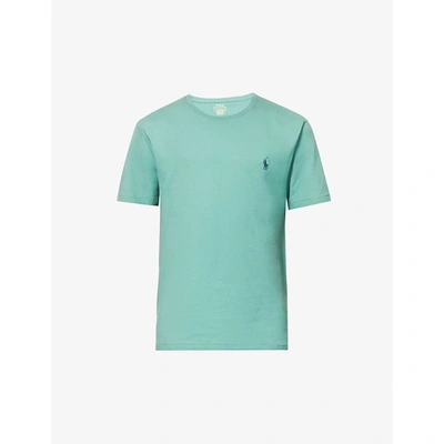 Shop Polo Ralph Lauren Mens Seafoam Logo-embroidered Cotton-jersey T-shirt Xxl