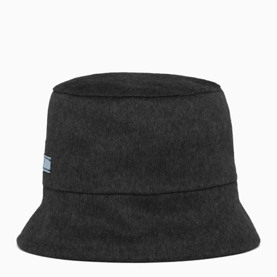 Shop Prada Black/grey Cashmere Reversible Bucket Hat