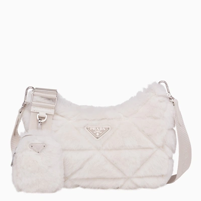 Shop Prada White Shearling Cross-body Bag