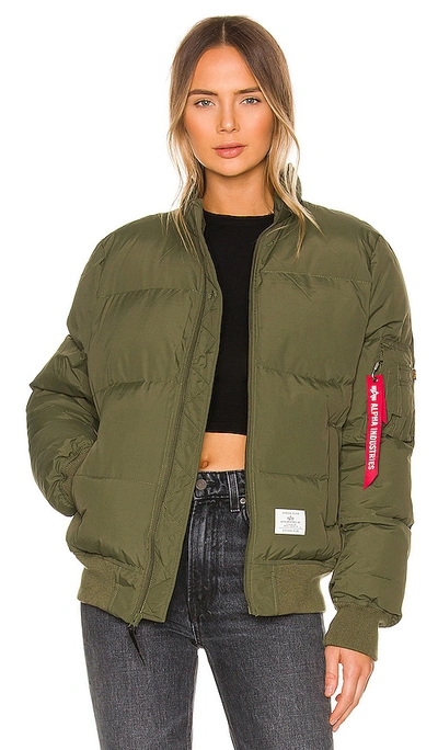Shop Alpha Industries Ma-1 Quilted Flight Jacket In 深绿色