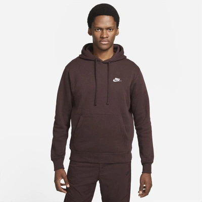 Shop Nike Men's  Sportswear Club Fleece Pullover Hoodie In Brown