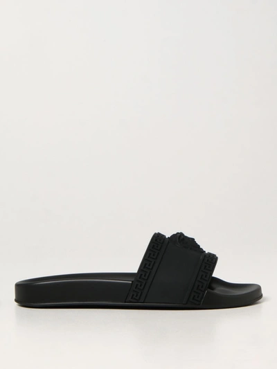 Versace Palazzo Rubber Slides In Black