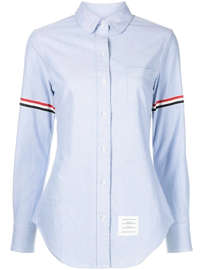 Shop Thom Browne Grosgrain Armband Long-sleeve Oxford Shirt In Blue