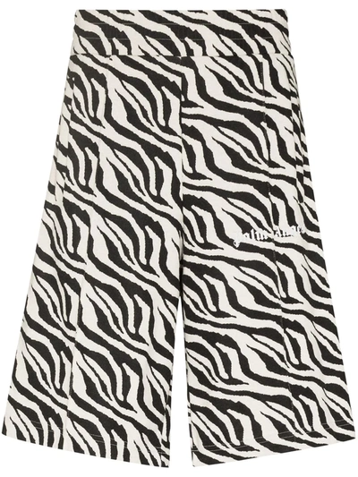 Shop Palm Angels Zebra-jacquard Track Shorts In Weiss