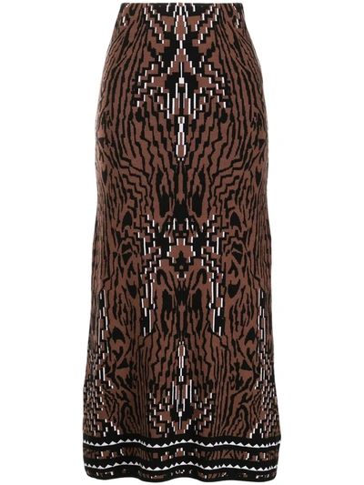 Shop Hayley Menzies Aztec Tiger Jacquard Midi Skirt In Braun