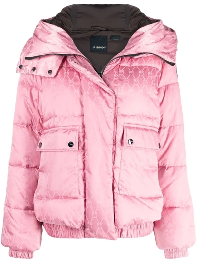 Pinko Pink Logoed Nylon Cheradi Down Jacket In Rosa | ModeSens