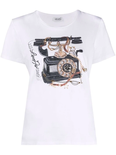 Shop Liu •jo Graphic Print T-shirt In Weiss