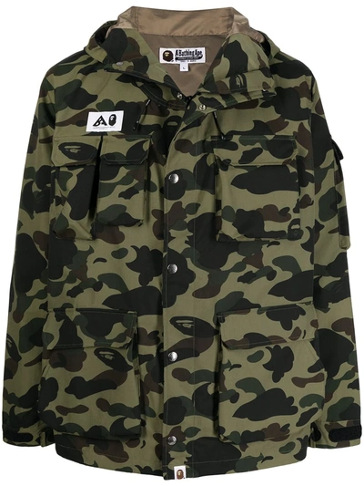 Shop A Bathing Ape Camouflage-print Hooded Jacket In Grün