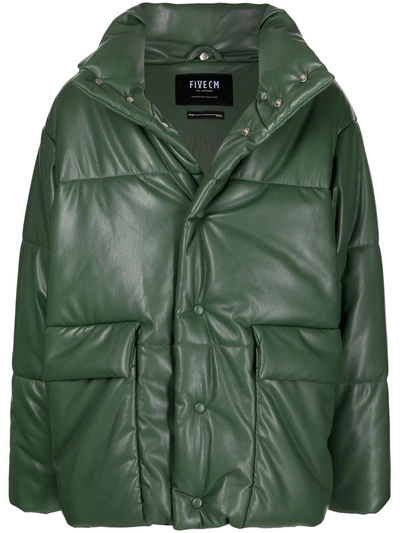 Shop Five Cm Leather-effect Hooded Puffer Jacket In Grün