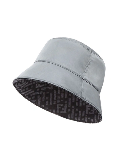 Shop Fendi Bucket Hat In Grey Nylon