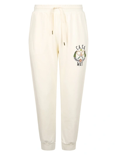 Shop Casablanca Embroidered Drawstring Track Pants In White