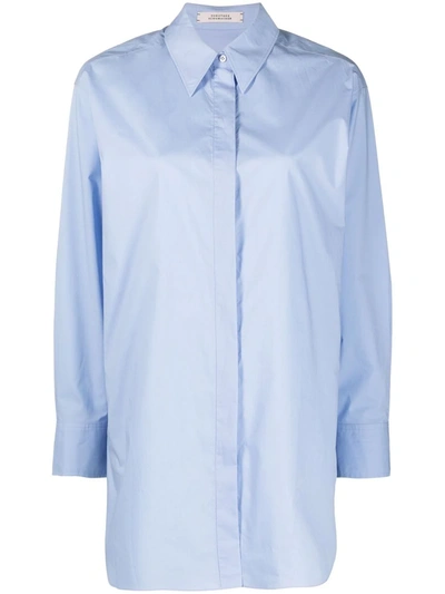 Shop Dorothee Schumacher Oversized Poplin Cotton Shirt In Blue