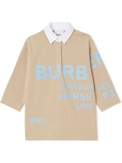 Shop Burberry Horseferry-print Cotton Dress In Neutrals