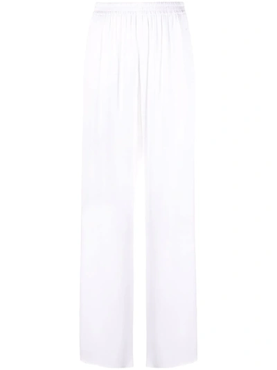 Shop Giorgio Armani Wide-leg Silk Trousers In White