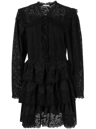 Shop Ulla Johnson Aster Lace-trimmed Cotton Dress In Black